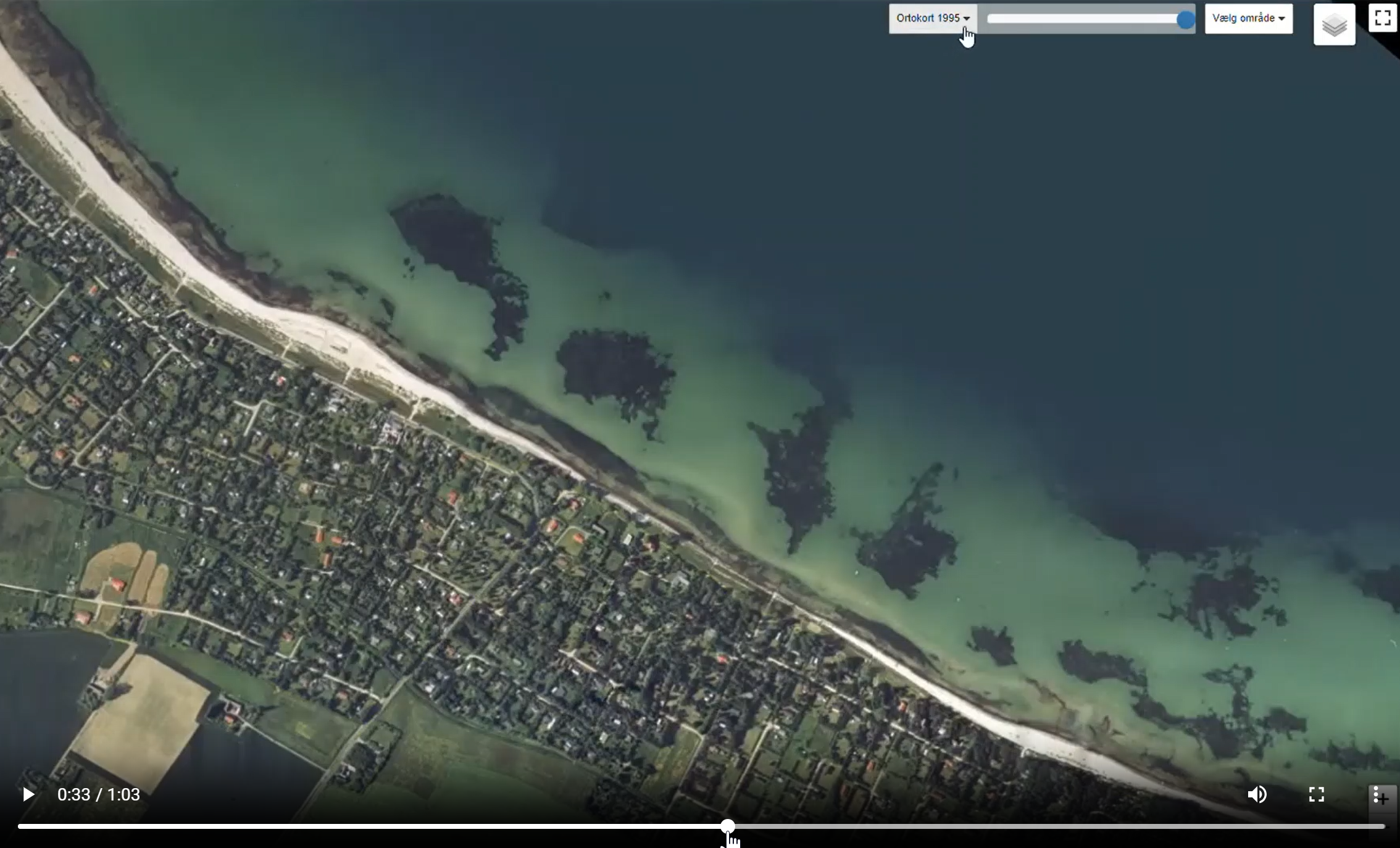 Ulvshale før etablering af bølgebrydere ved Fællesskov Strand